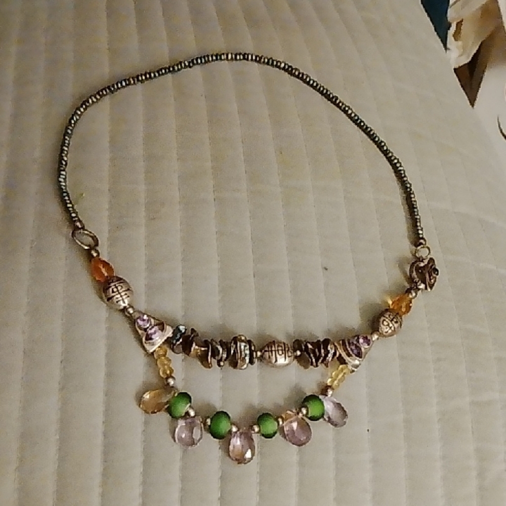 Elegant Beaded Necklace Amythyst Sterling